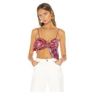 Lovers And Friends Jada Top Cropped Bow Red & Violet Floral Small NEW 1B